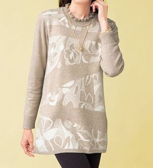 ルフラン（ルフラン）の「花ジャカードニットチュニック＜マルティーノ＞（チュニック）」｜ベージュ系