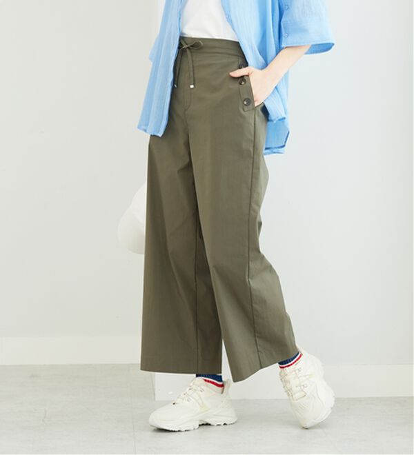 BELLUNA（ベルーナ）の「サラリ綿混ボタン使いワイドパンツ（ワイドパンツ・ガウチョ）」｜詳細画像