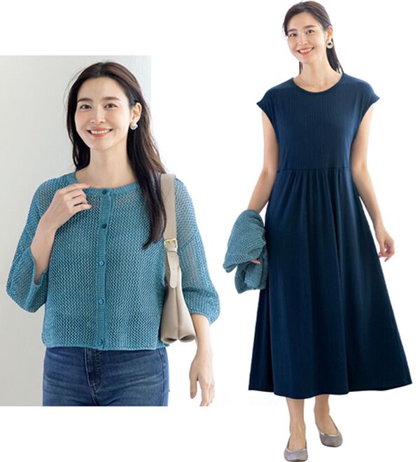 ルフラン（ルフラン）の「爽やか！メッシュニット＆ロングワンピース（アンサンブル）」｜詳細画像