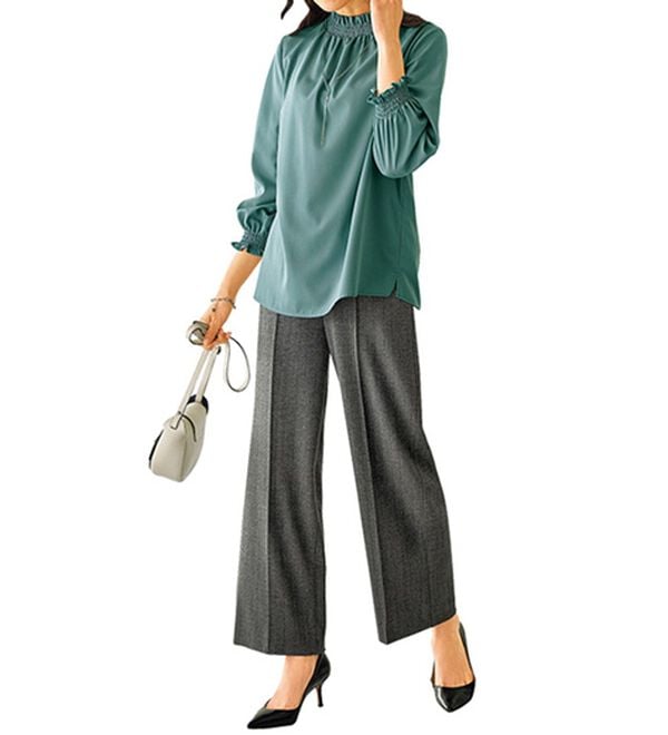 BELLUNA（ベルーナ）の「ストレッチ素材ボタン使いワイドパンツ（ワイドパンツ・ガウチョ）」｜詳細画像