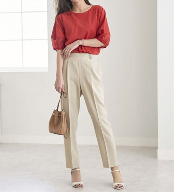 BELLUNA（ベルーナ）の「ヒンヤリ爽快！麻調ビンテージテーパードパンツ（テーパードパンツ）」｜詳細画像