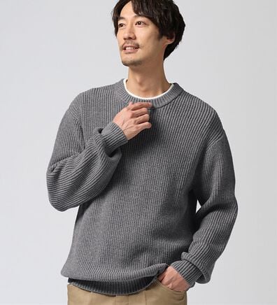 REMEN'S（リメンズ）の「【洗える】やわらかタッチ畦編みクルーネックセーター（メンズニット・セーター）」