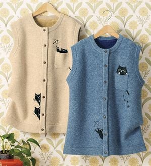 ルフラン（ルフラン）の「【２色組】にゃんこと暖かく＊裏シャギーニットベスト（ベスト）」｜2色組