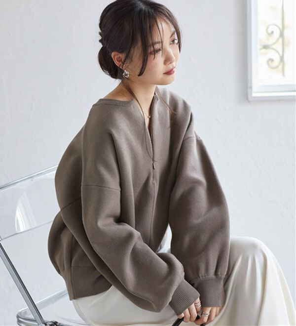 RANAN（ラナン）の「ハーフジップスウェットライクニット（ニット・セーター）」｜詳細画像
