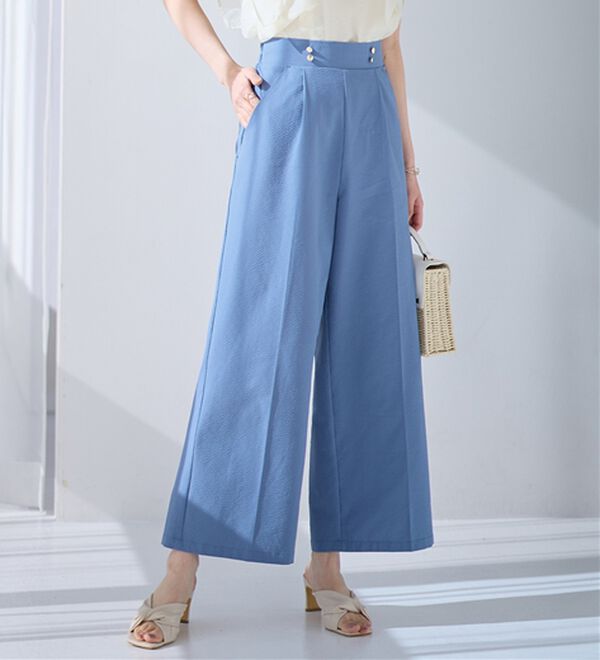 alotta（アロッタ）の「風が通り抜ける！サッカーマリンワイドパンツ（ワイドパンツ・ガウチョ）」｜スモーキーブルー