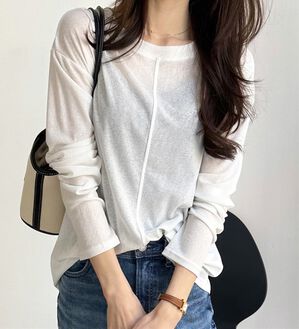 GeeRA（ジーラ）の「着回し自在！スラブシアートップス（カットソー）」｜オフホワイト