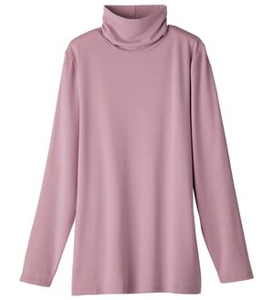 「うるおい椿オイル加工ぽかぽかハイネック（カットソー）」｜ローズグレー