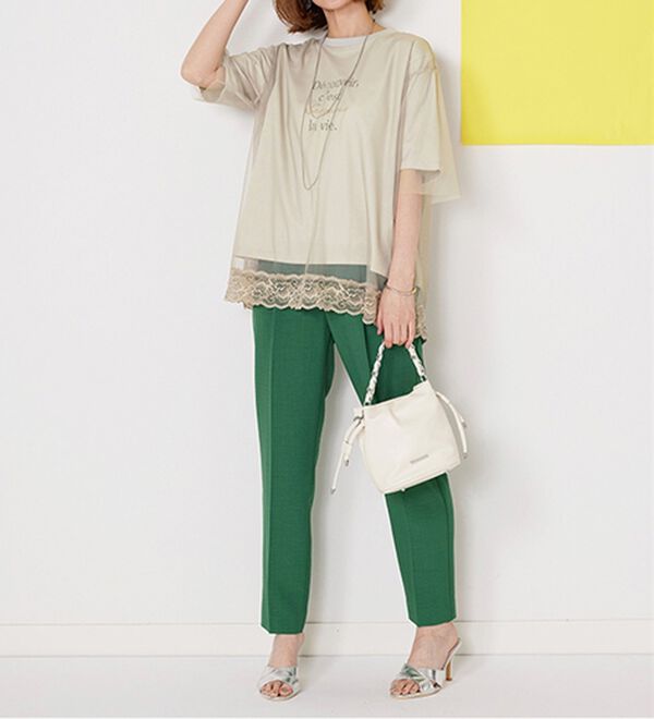 BELLUNA（ベルーナ）の「チュール重ね裾レースデザインプルオーバー（カットソー）」｜詳細画像