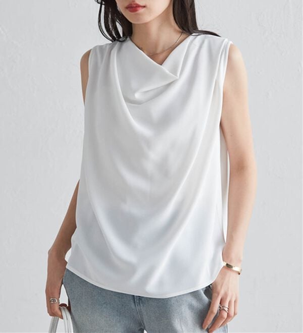 RANAN（ラナン）の「ノースリドレープブラウス（ブラウス）」｜ホワイト