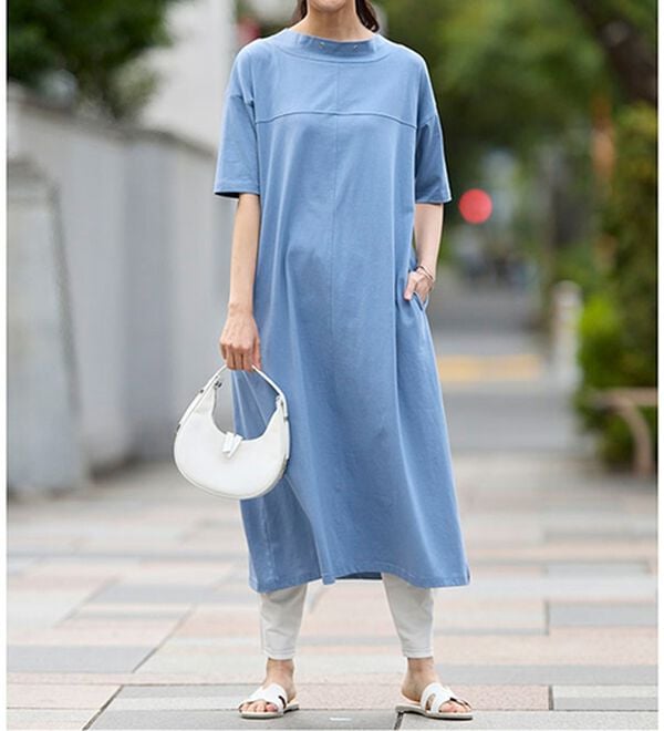 BELLUNA（ベルーナ）の「ひんやリッチコットン大人のワンピース（カットソーワンピース）」｜詳細画像