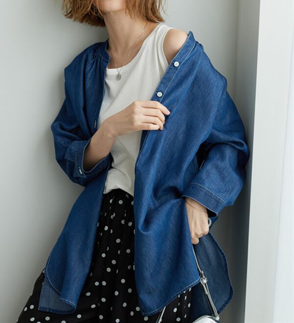 BELLUNA（ベルーナ）の「やわらかデニム素材シャツチュニック（チュニック）」｜詳細画像