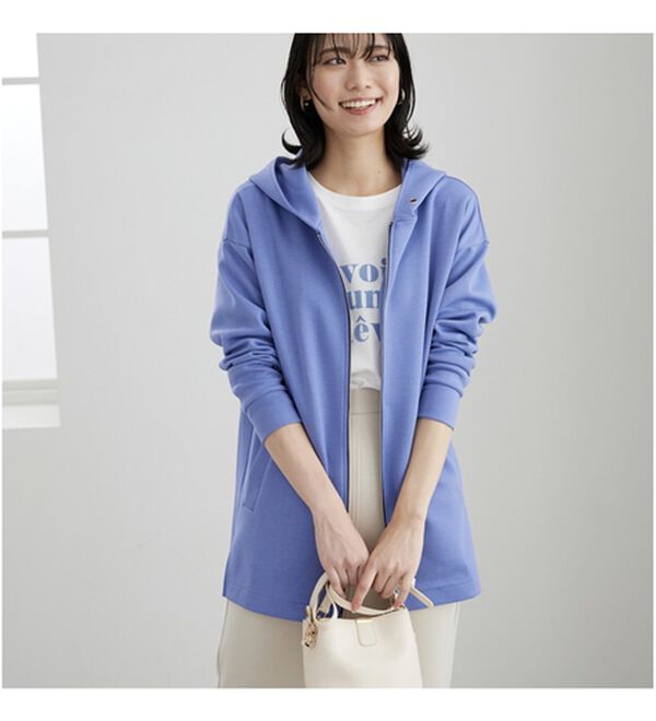 BELLUNA（ベルーナ）の「フードデザインとろみ素材ジップアップパーカー（パーカー）」｜詳細画像