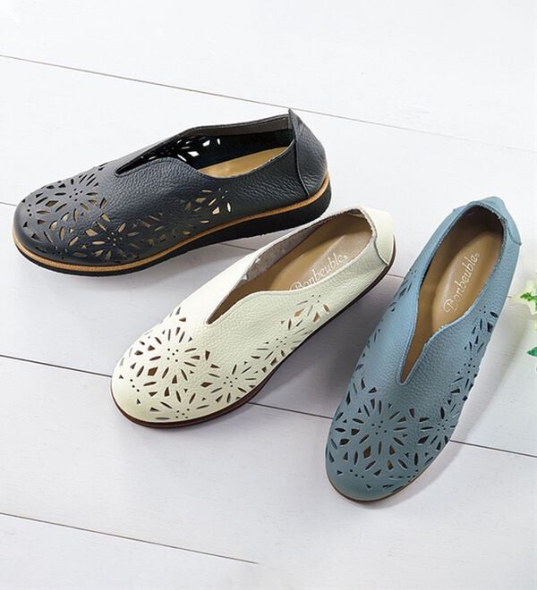 BELLUNA（ベルーナ）の「牛革パンチングレザースリッポンシューズ（スリッポン）」｜詳細画像