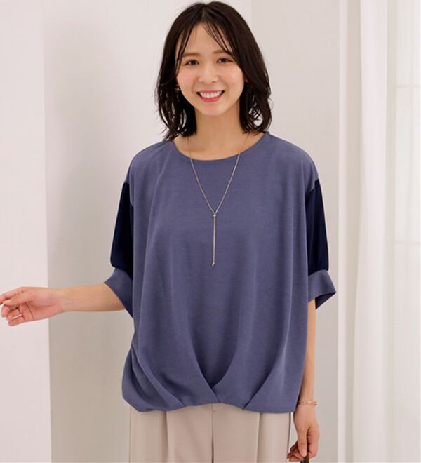 BELLUNA（ベルーナ）の「異素材使い裾タックプルオーバー（カットソー）」｜詳細画像