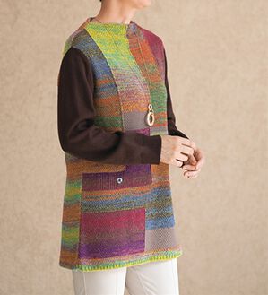 ルフラン（ルフラン）の「日本製　泉州産パッチワークセーター（ニット・セーター）」｜イエロー系