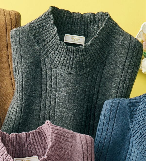 ルフラン（ルフラン）の「やさしい手ざわりのコットンカシミヤセーター（ニット・セーター）」｜チャコール