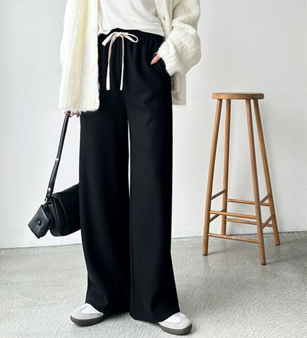 GeeRA（ジーラ）の「ふわふわあったか！裏起毛リブワイドパンツ（フルレングスパンツ）」｜詳細画像