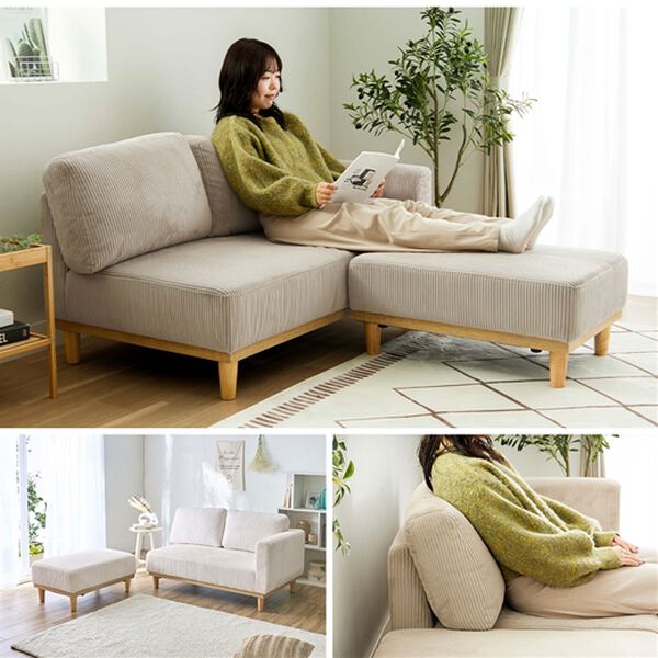 iellio（イエリオ）の「木飾り付カウチソファ　Ｌｉｎｏ（リノ）（ソファ）」｜詳細画像