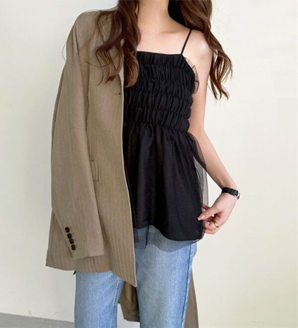 GeeRA（ジーラ）の「ラメニットペプラムキャミソール（タンクトップ・キャミソール）」｜詳細画像