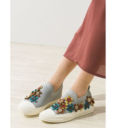 ルフラン（ルフラン）の「ヒナグリーンレーベル　フラワーモチーフニットスニーカー（スニーカー）」