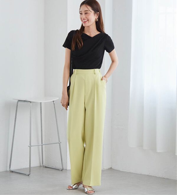 RANAN（ラナン）の「【選べる２丈】機能付！美脚シルエットセンタープレスワイドパンツ（フルレングスパンツ）」｜詳細画像