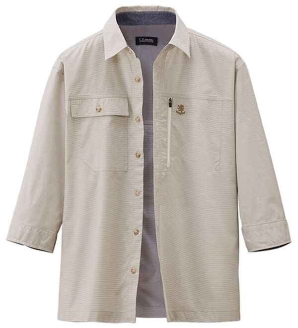 「＜Ｕ．Ｐレノマ＞大人の涼感７分袖シャツジャケット（メンズジャケット）」｜ベージュ系