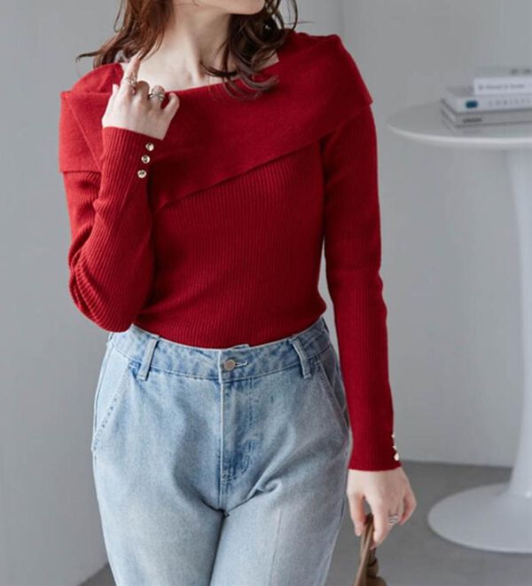 RANAN（ラナン）の「アシメオフショルリブニット（ニット・セーター）」｜詳細画像