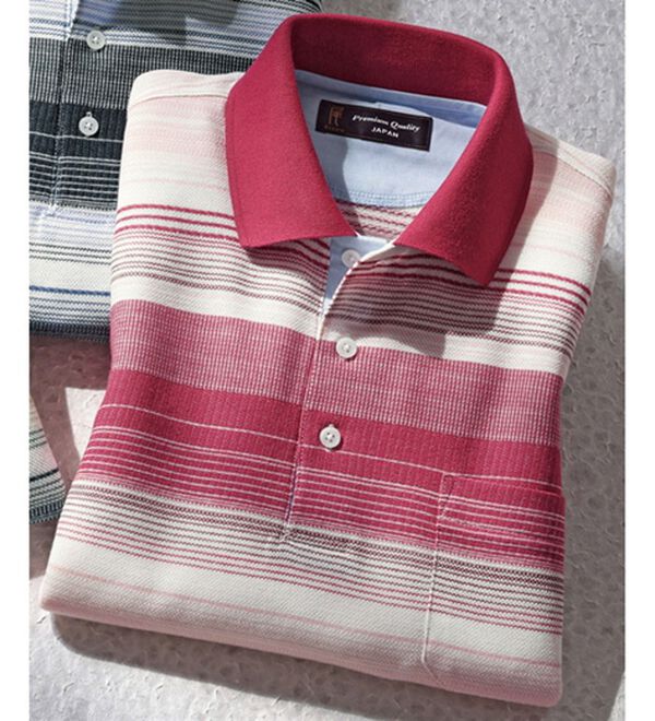 「国産　備後和紙の涼やかポロシャツ（メンズポロシャツ）」｜レッド