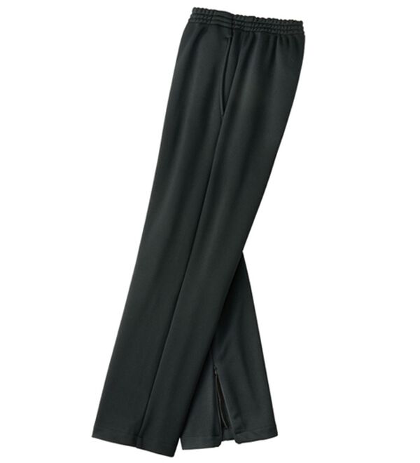 「日本製　裏起毛あったか裾ファスナー付パンツ（フルレングスパンツ）」｜ブラック