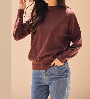 RANAN（ラナン）の「もちもちベーシックニット（Vネック・ハイネック）（ニット・セーター）」｜ブラウン ハイネック