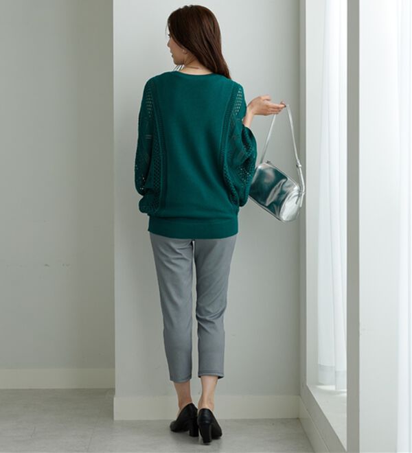 BELLUNA（ベルーナ）の「透かし編ドルマンニットプルオーバー（ニット・セーター）」｜詳細画像