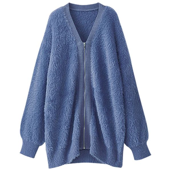 BELLUNA（ベルーナ）の「シャギー素材ジッパー使いカーディガン（ニットカーディガン）」｜詳細画像