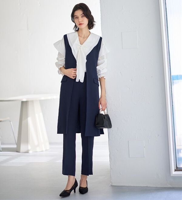 GeeRA（ジーラ）の「【２点セット】ロングジレセットアップスーツ（パンツスーツ）」｜詳細画像