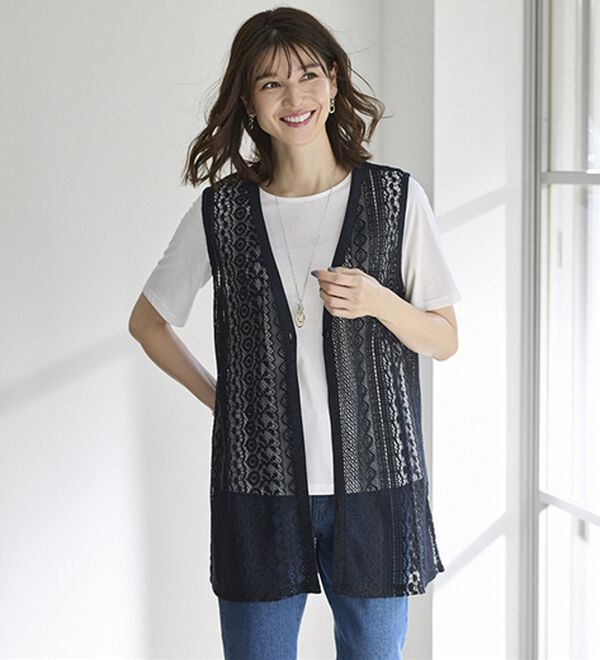 BELLUNA（ベルーナ）の「透かし編ジレアンサンブル（ジレ）」｜詳細画像