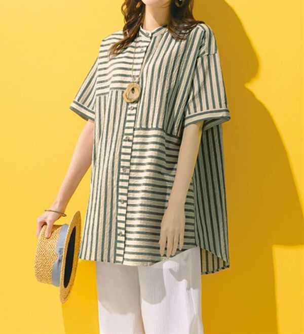 ルフラン（ルフラン）の「【２色組】モノトーン切替シャツチュニック（チュニック）」｜詳細画像