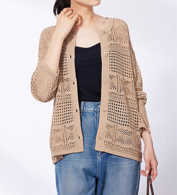 BELLUNA（ベルーナ）の「透かし編ニットカーディガン（ニットカーディガン）」｜詳細画像