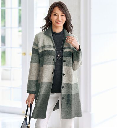 BELLUNA（ベルーナ）の「《まだ寒い春先に頼れる！》ヘアリー調ボーダーニットジャケット（その他ジャケット）」