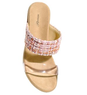 RANAN（ラナン）の「ツイードデザインクリアストラップウェッジサンダル（サンダル・ミュール）」｜ピンク系