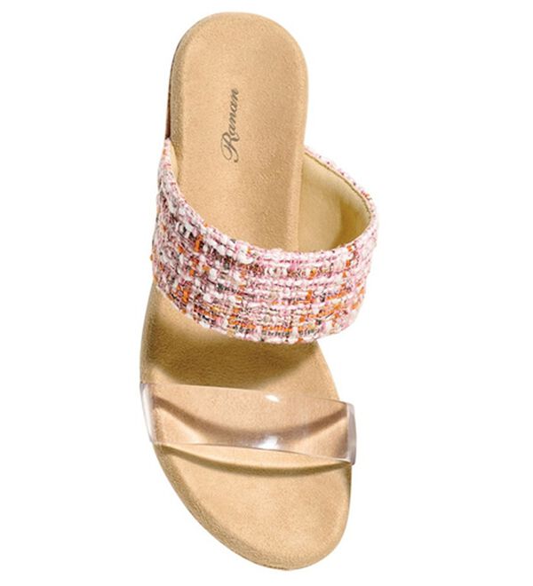 RANAN（ラナン）の「ツイードデザインクリアストラップウェッジサンダル（サンダル・ミュール）」｜ピンク系