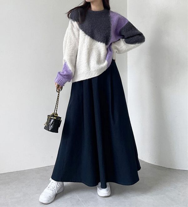 RANAN（ラナン）の「カラーブロッキングニットプルオーバー（ニット・セーター）」｜詳細画像