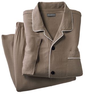 「ひんやり楊柳パジャマ（メンズルームウェア）」｜ブラウン