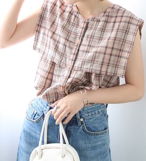 GeeRA（ジーラ）の「シアーチェックセーラーカラーブラウス（ブラウス）」｜詳細画像