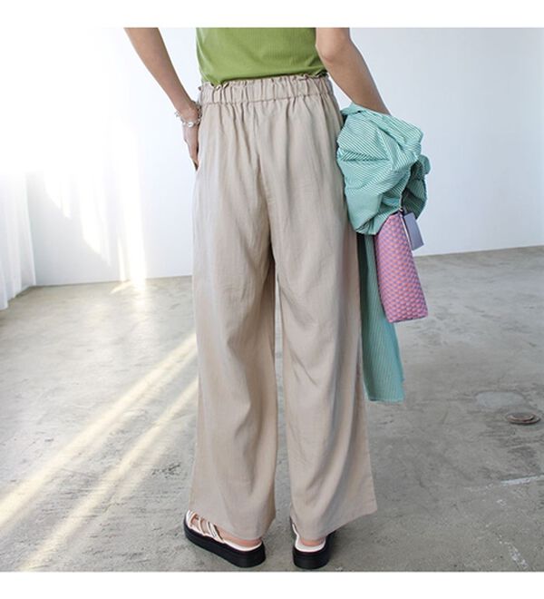 GeeRA（ジーラ）の「冷感リネン風イージーワイドパンツ（ワイドパンツ・ガウチョ）」｜詳細画像