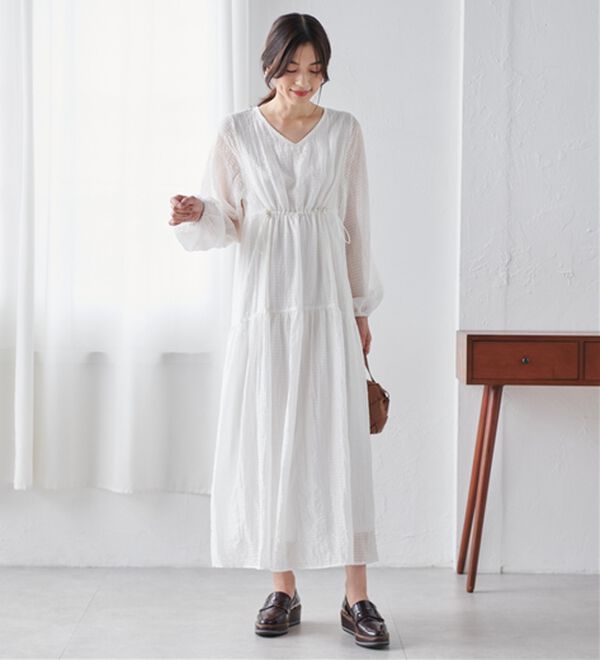 RANAN（ラナン）の「シアーチェックドロストギャザーティアードワンピ（その他ワンピース）」｜詳細画像