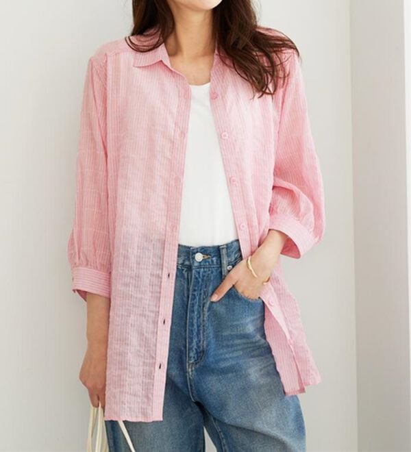 BELLUNA（ベルーナ）の「綿混テンセルぽこぽこシアーシャツチュニック（チュニック）」｜詳細画像