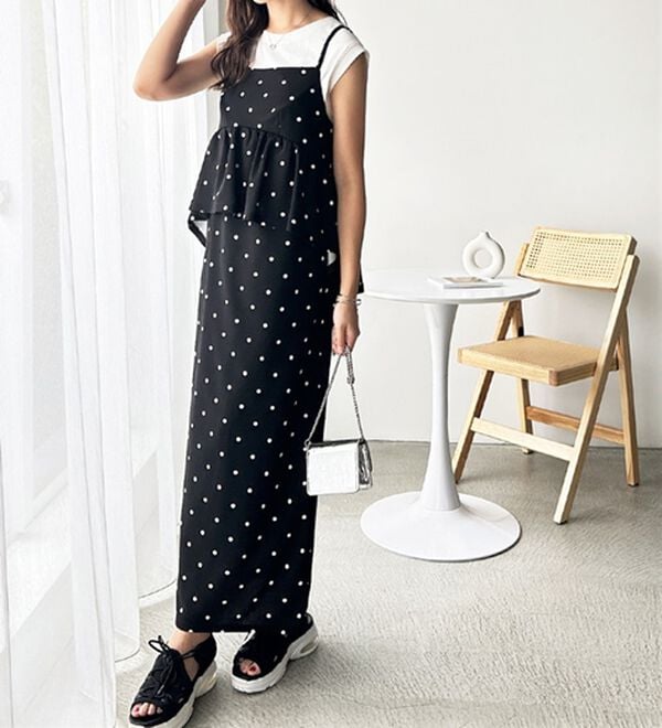 GeeRA（ジーラ）の「楽ちん！ペプラムキャミワンピース（カットソーワンピース）」｜詳細画像