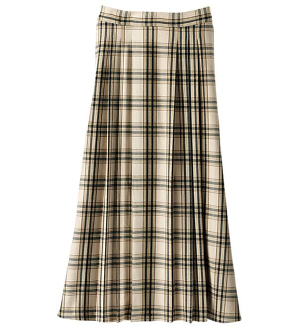 BELLUNA（ベルーナ）の「ウール調チェック柄タックデザインスカート（ロングスカート）」｜詳細画像