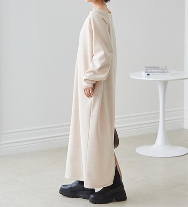 RANAN（ラナン）の「裏起毛ハーフジップワンピース（ロングワンピース）」｜詳細画像