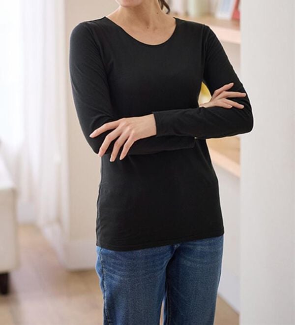 LAVIENNE（ラヴィエンヌ）の「【選べる襟！】綿１００％吸湿発熱あったかインナー（肌着・インナーウェア）」｜詳細画像