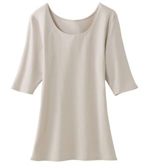 LAVIENNE（ラヴィエンヌ）の「スーッと猫背をケアするインナー５分袖（肌着・インナーウェア）」｜グレージュ